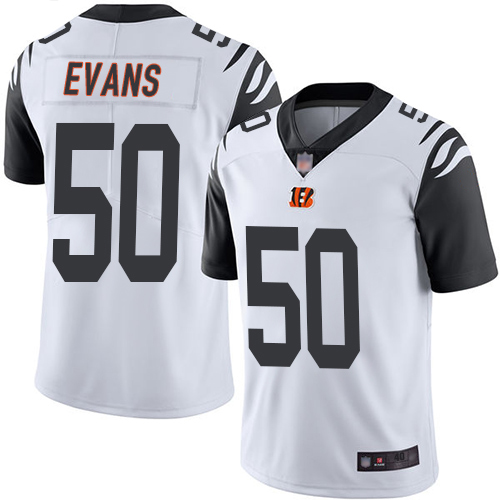 Cincinnati Bengals Limited White Men Jordan Evans Jersey NFL Footballl 50 Rush Vapor Untouchable